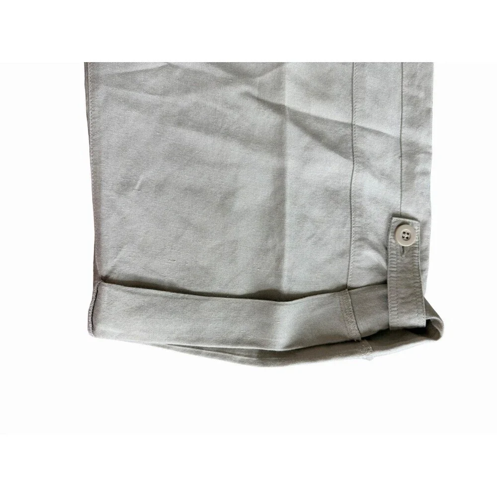 Sandro Paris Linen Utility Capri Pants Size 12 Cargo Drawstring Coastal Luxury